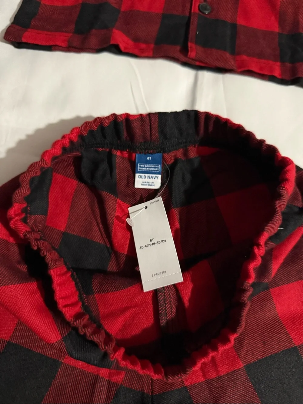 NWT Old Navy Red & Black Flannel Print Pajamas & Slippers Set